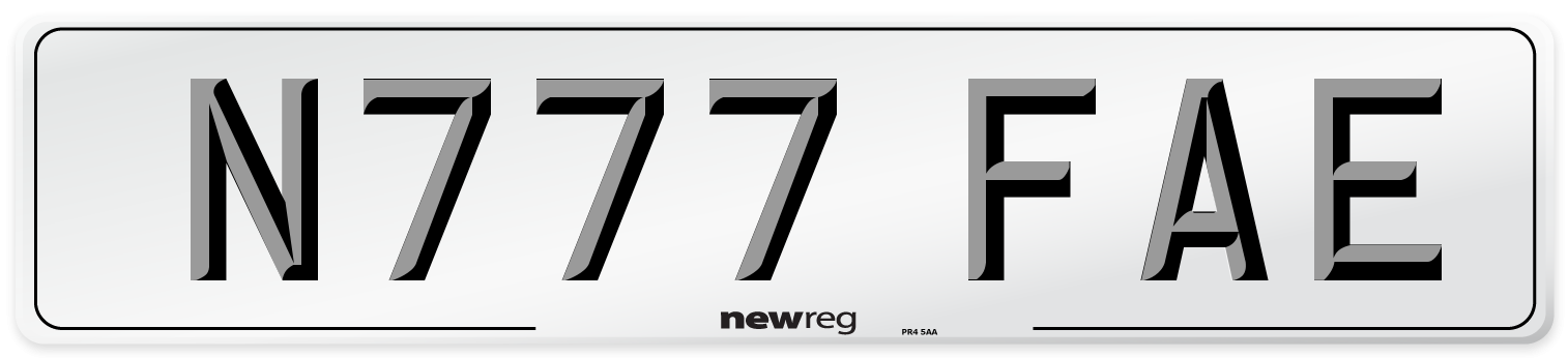 N777 FAE Number Plate from New Reg